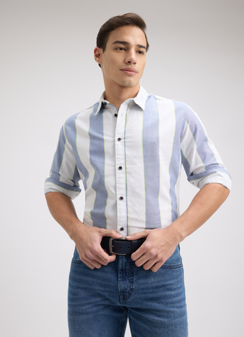 Men Blue Stripe Full Sleeve Shirt