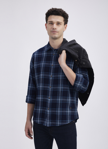 Men Blue Check Full Sleeve Shirt