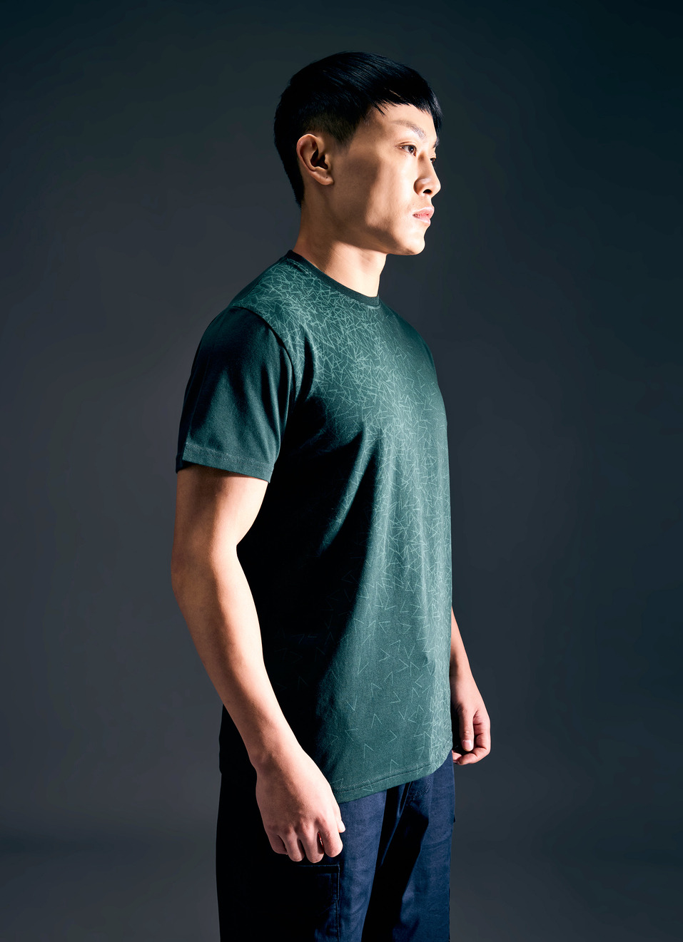 Men Green Abstract Print Short Sleeve Stretch T-shirt, , large image number 3