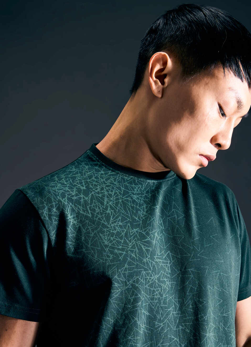 Men Green Abstract Print Short Sleeve Stretch T-shirt, , large image number 4