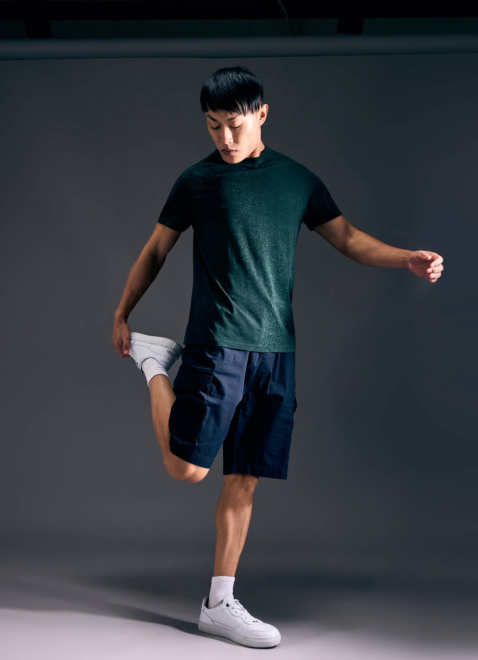 Men Green Abstract Print Short Sleeve Stretch T-shirt, , large image number 5