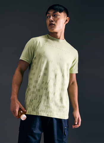 Men Green Abstract Print Short Sleeve Stretch T-shirt