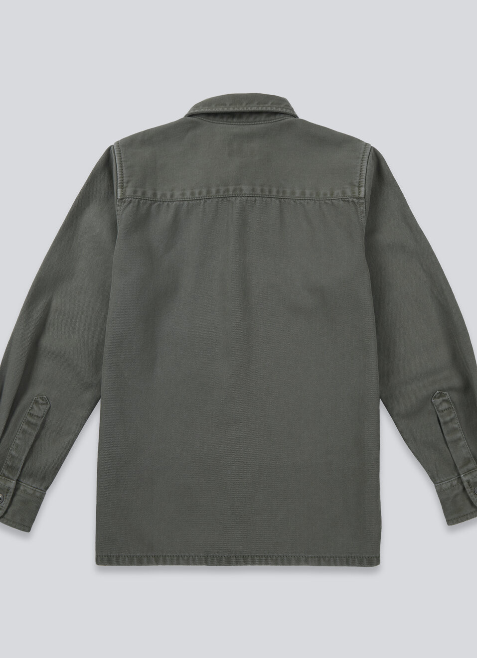 Boys Olive Full Sleeve Overdyed Shirt, , large image number 1