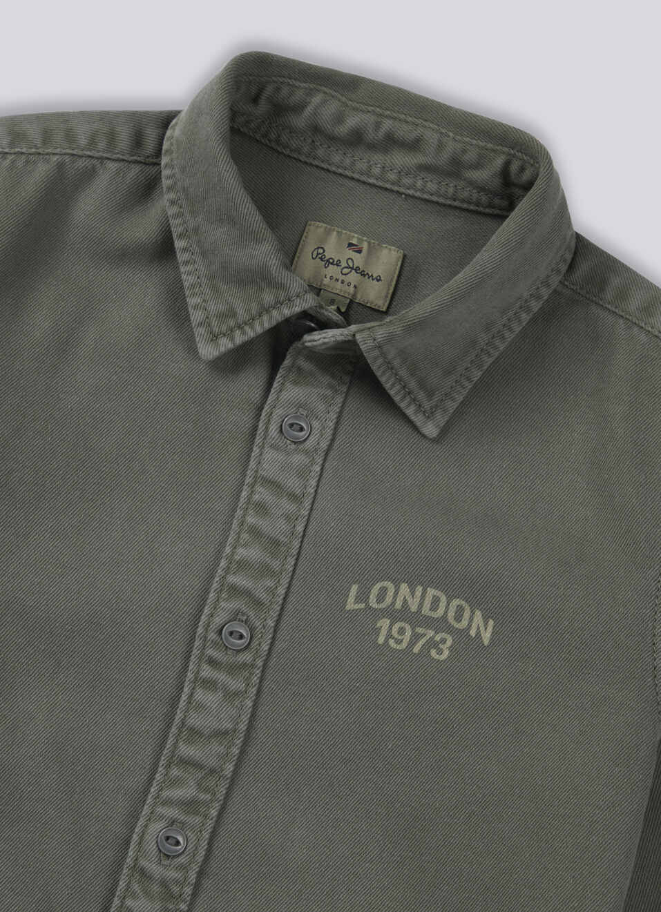 Boys Olive Full Sleeve Overdyed Shirt, , large image number 2