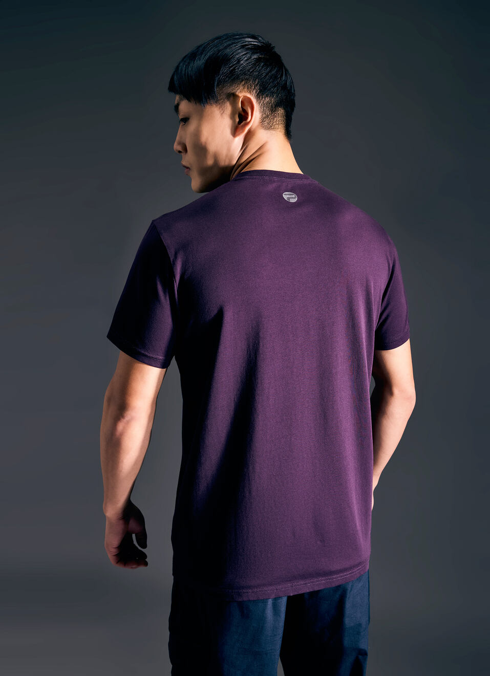 Men Purple Abstract Print Short Sleeve Stetch T-shirt, , large image number 2