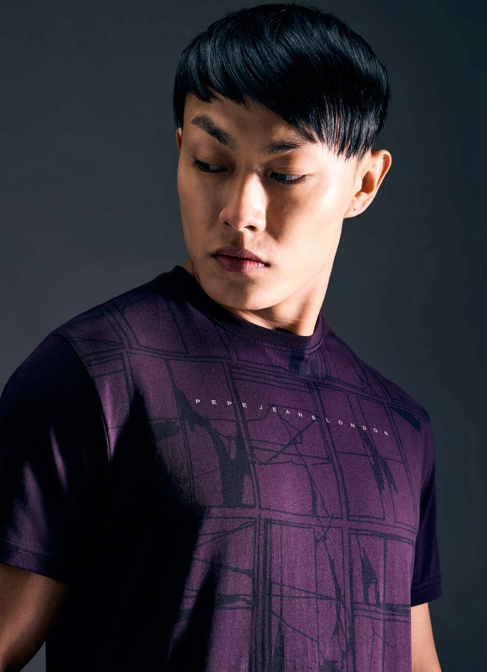 Men Purple Abstract Print Short Sleeve Stetch T-shirt, , large image number 4