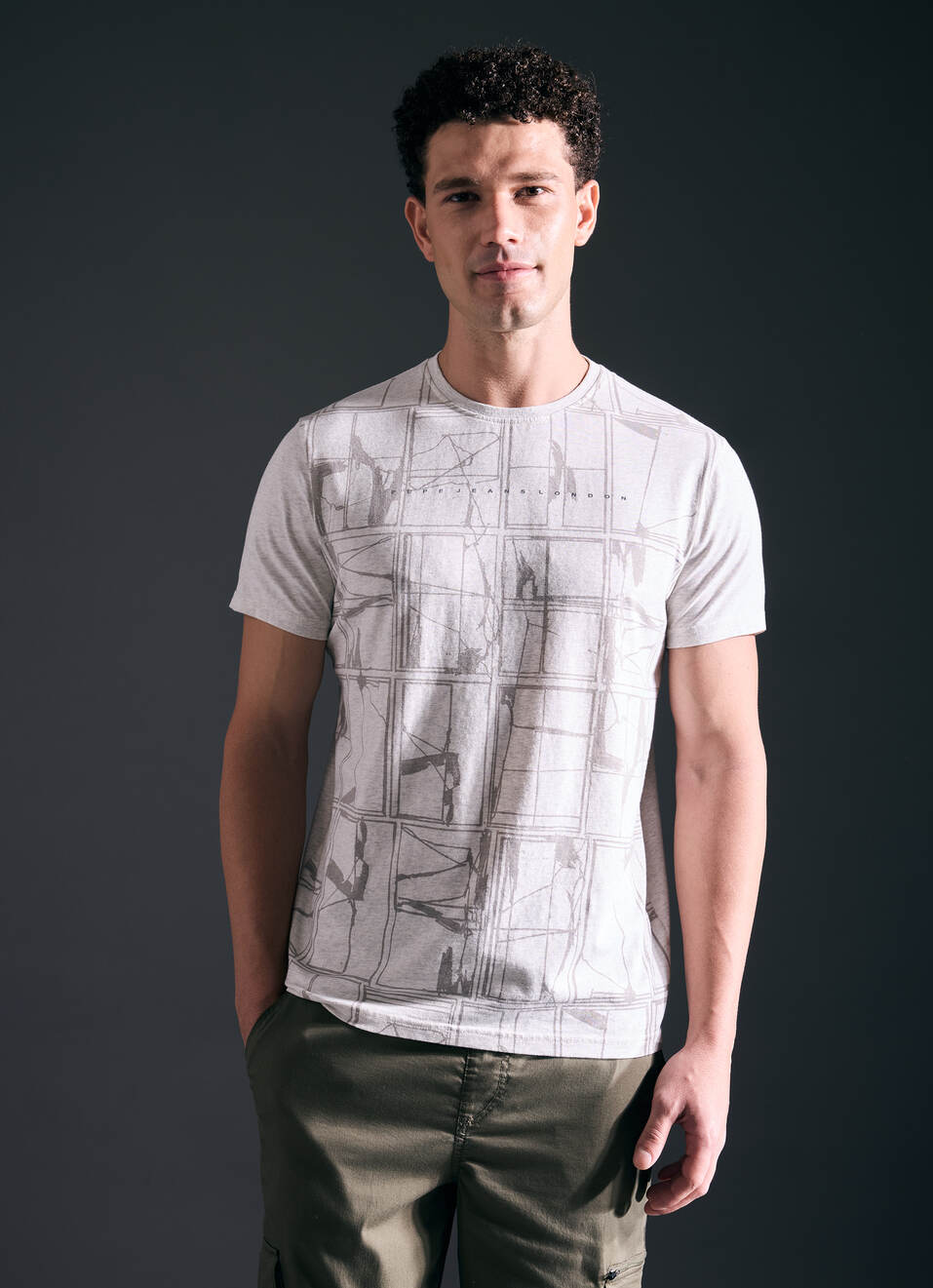 Men Purple Abstract Print Short Sleeve Stetch T-shirt, , large image number 1