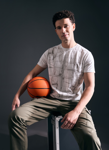 Men Ecru Abstract Print Short Sleeve Stretch T-shirt