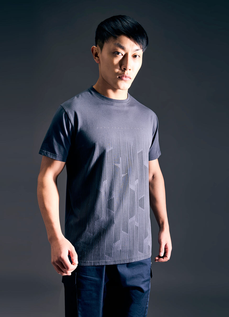 Men Grey Geometric Print Short Sleeve T-shirt, , large image number 1