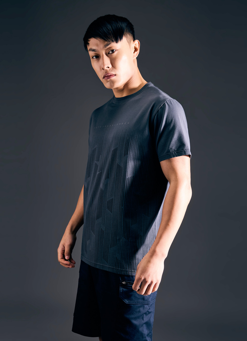 Men Grey Geometric Print Short Sleeve T-shirt, , large image number 3