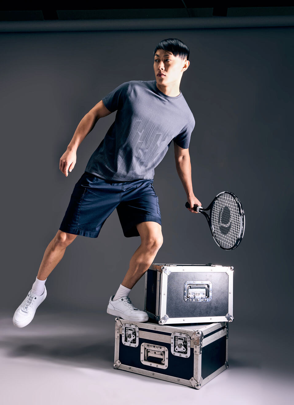 Men Grey Geometric Print Short Sleeve T-shirt, , large image number 5