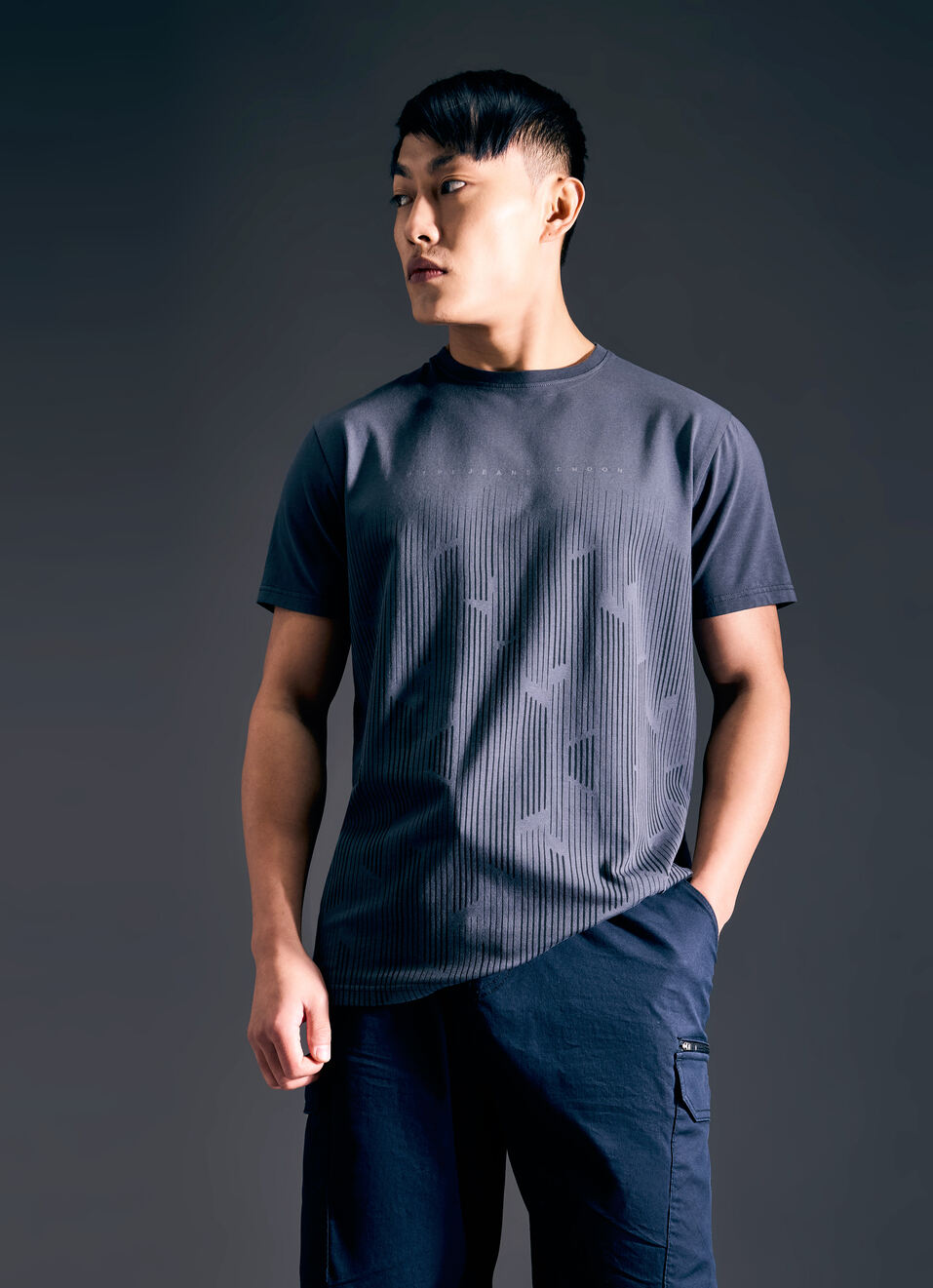 Men Grey Geometric Print Short Sleeve T-shirt, , large image number 6