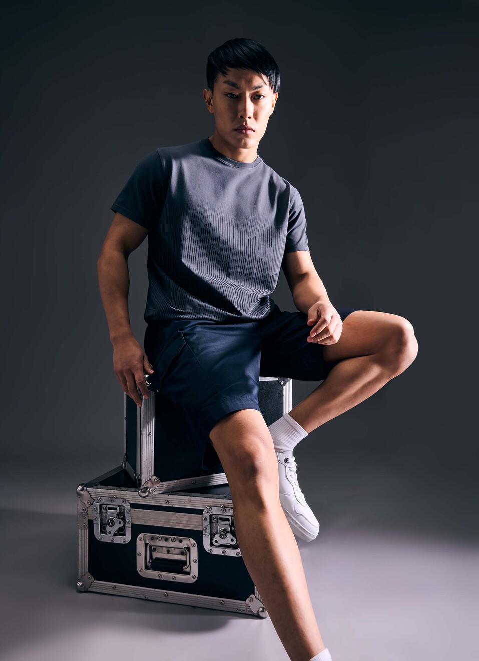 Men Grey Geometric Print Short Sleeve T-shirt, , large image number 0