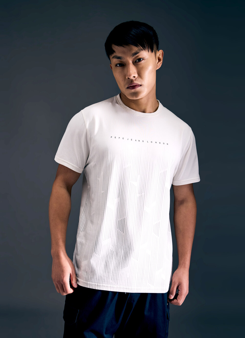 Men Ecru Geometric Print Short Sleeve T-shirt, , large image number 1