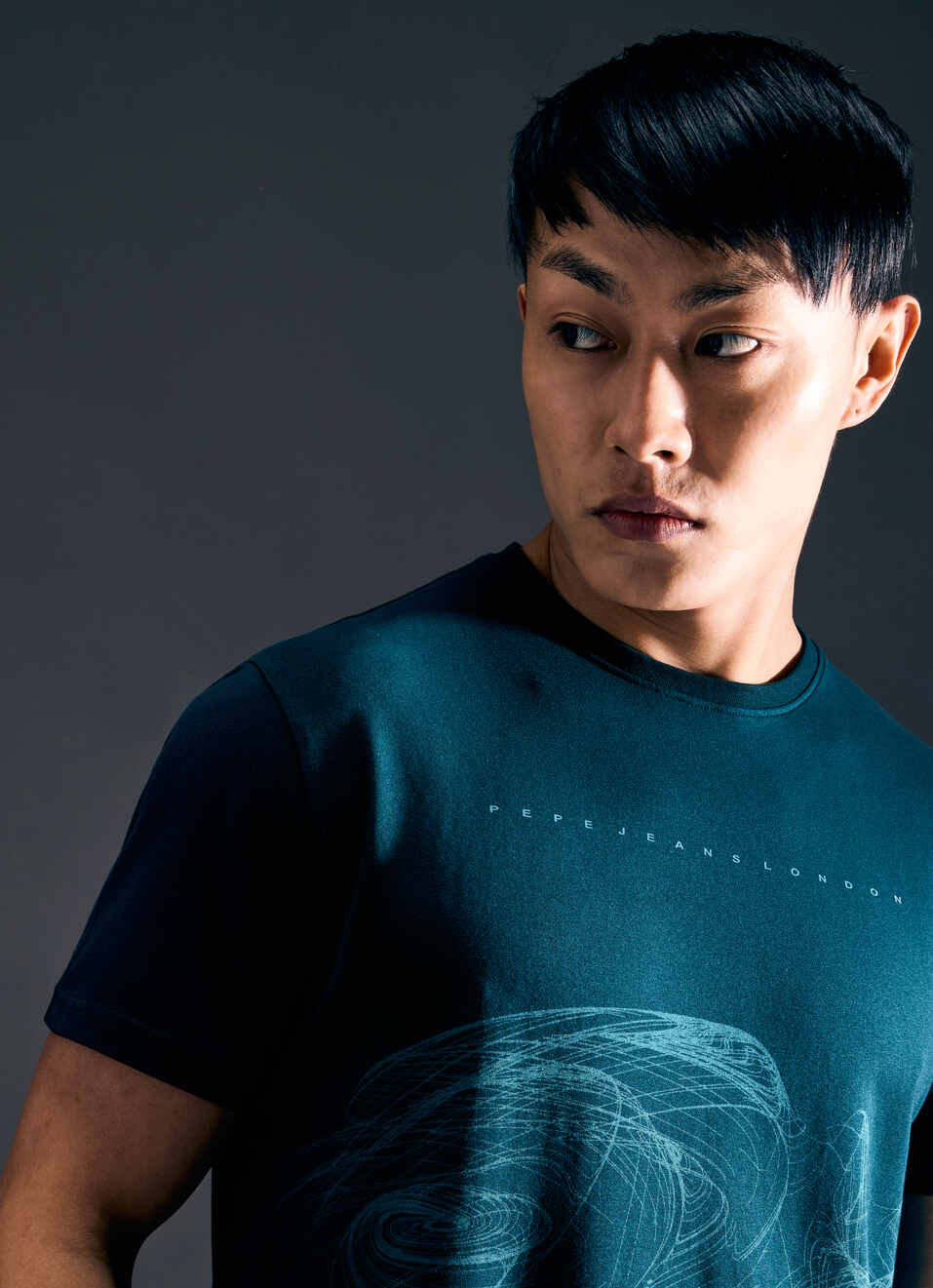 Men Teal Abstract Print Short Sleeve Stretch T-shirt, , large image number 4