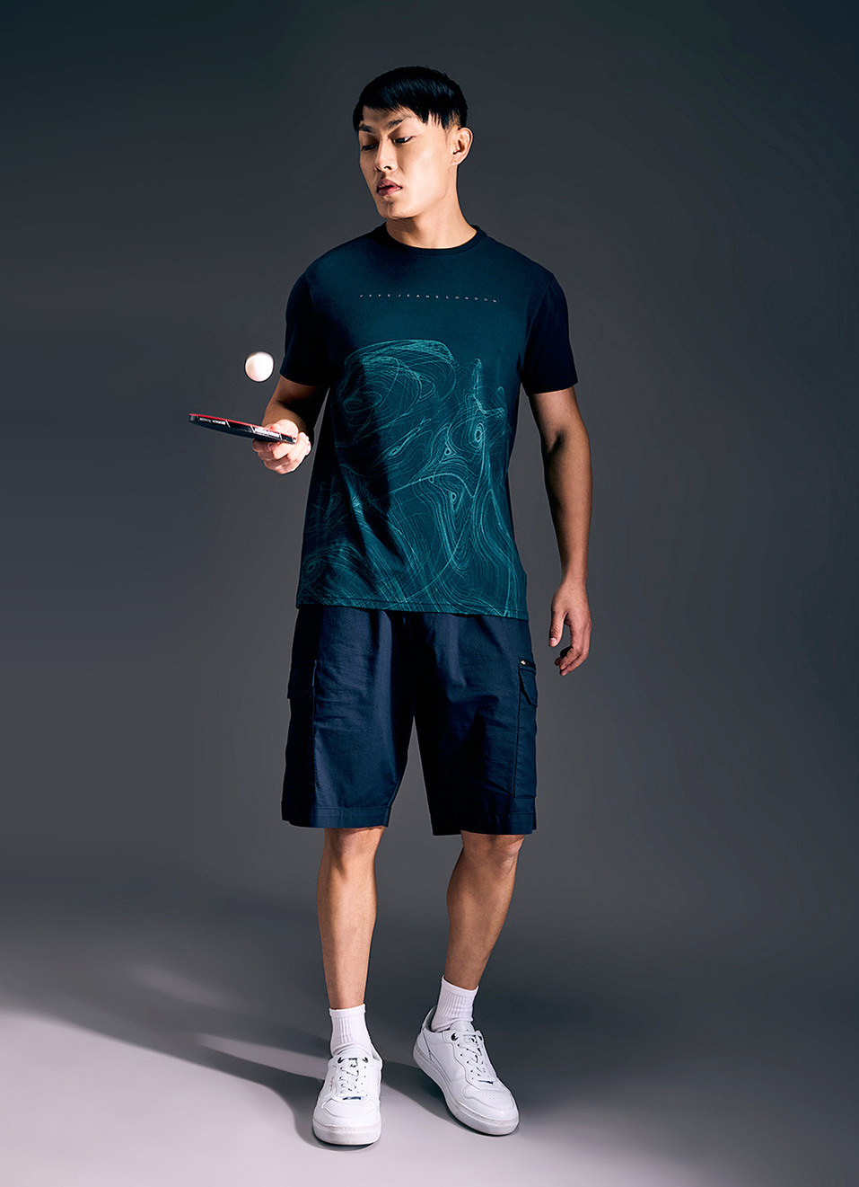 Men Teal Abstract Print Short Sleeve Stretch T-shirt, , large image number 5