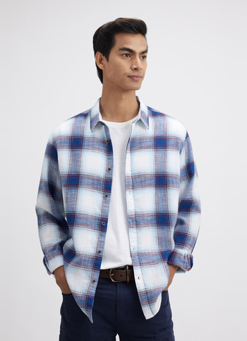Men Blue Check Full Sleeve Shirt