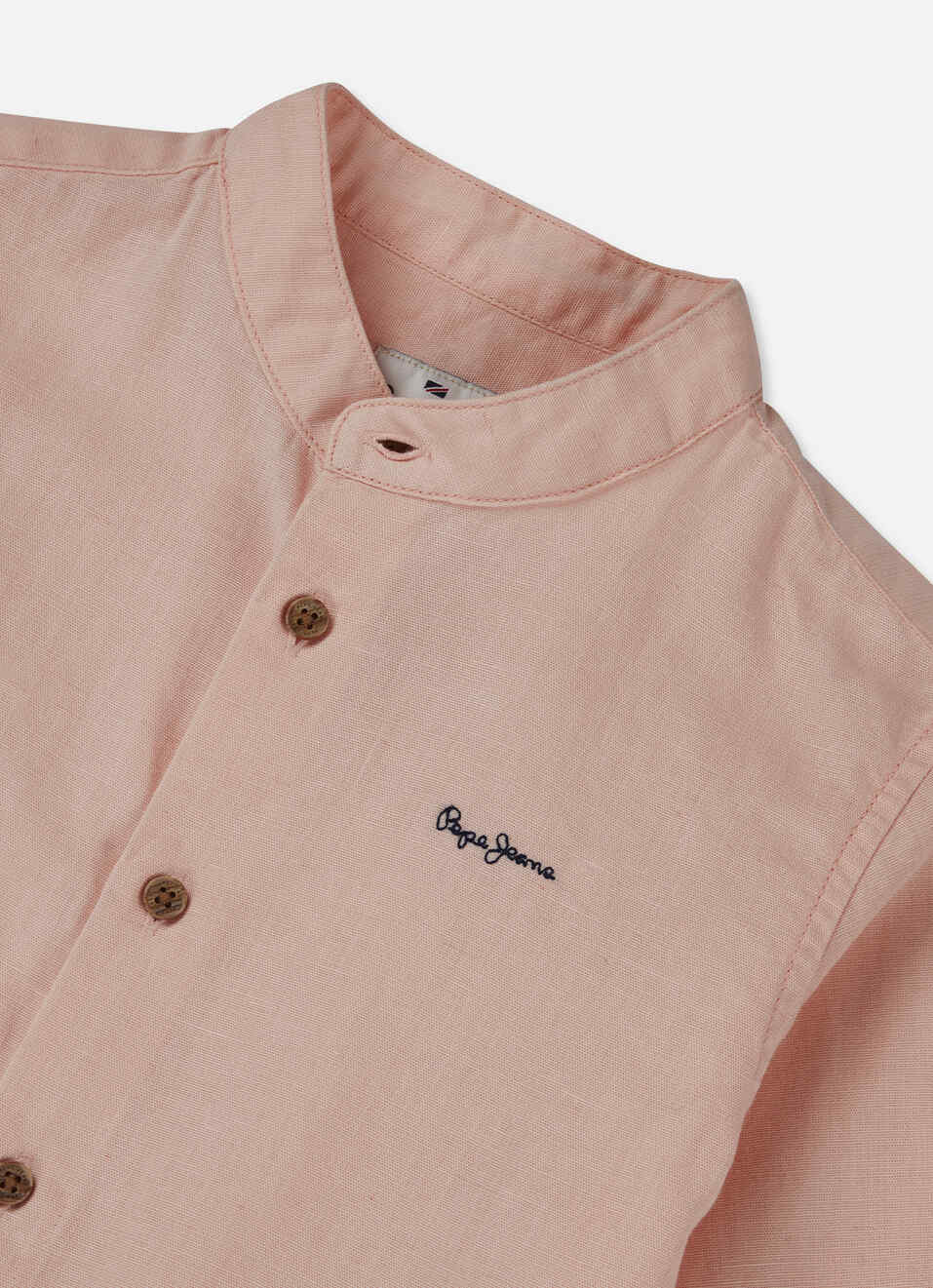 Boys Peach Mandarin Collar Kurta Placket Shirt, , large image number 2