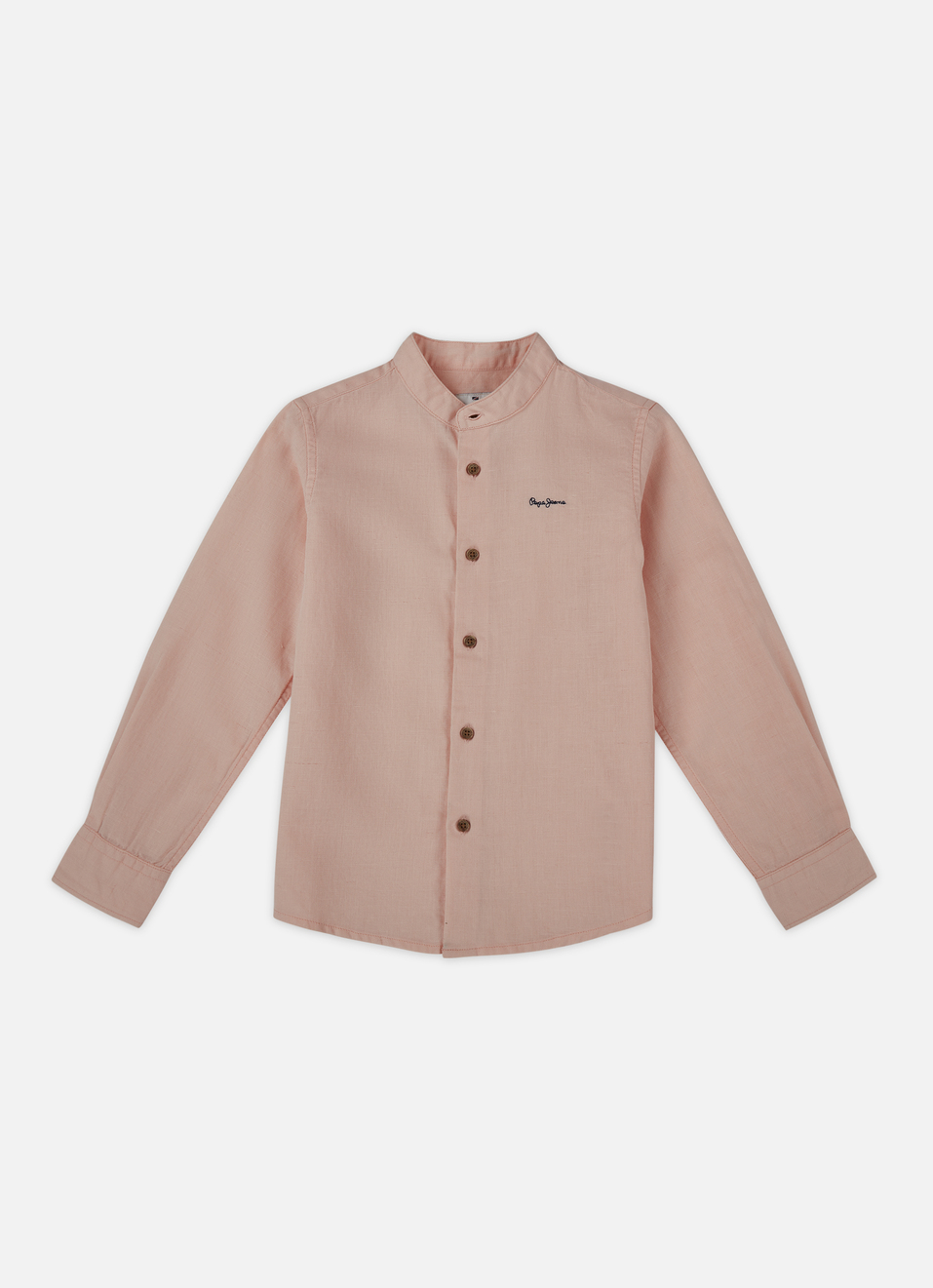 Boys Peach Mandarin Collar Kurta Placket Shirt, , large image number 0