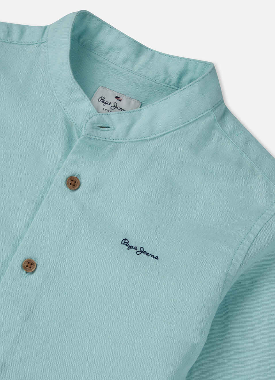 Boys Blue Mandarin Collar Kurta Placket Shirt, , large image number 2