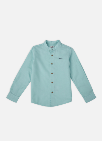Boys Blue Mandarin Collar Kurta Placket Shirt