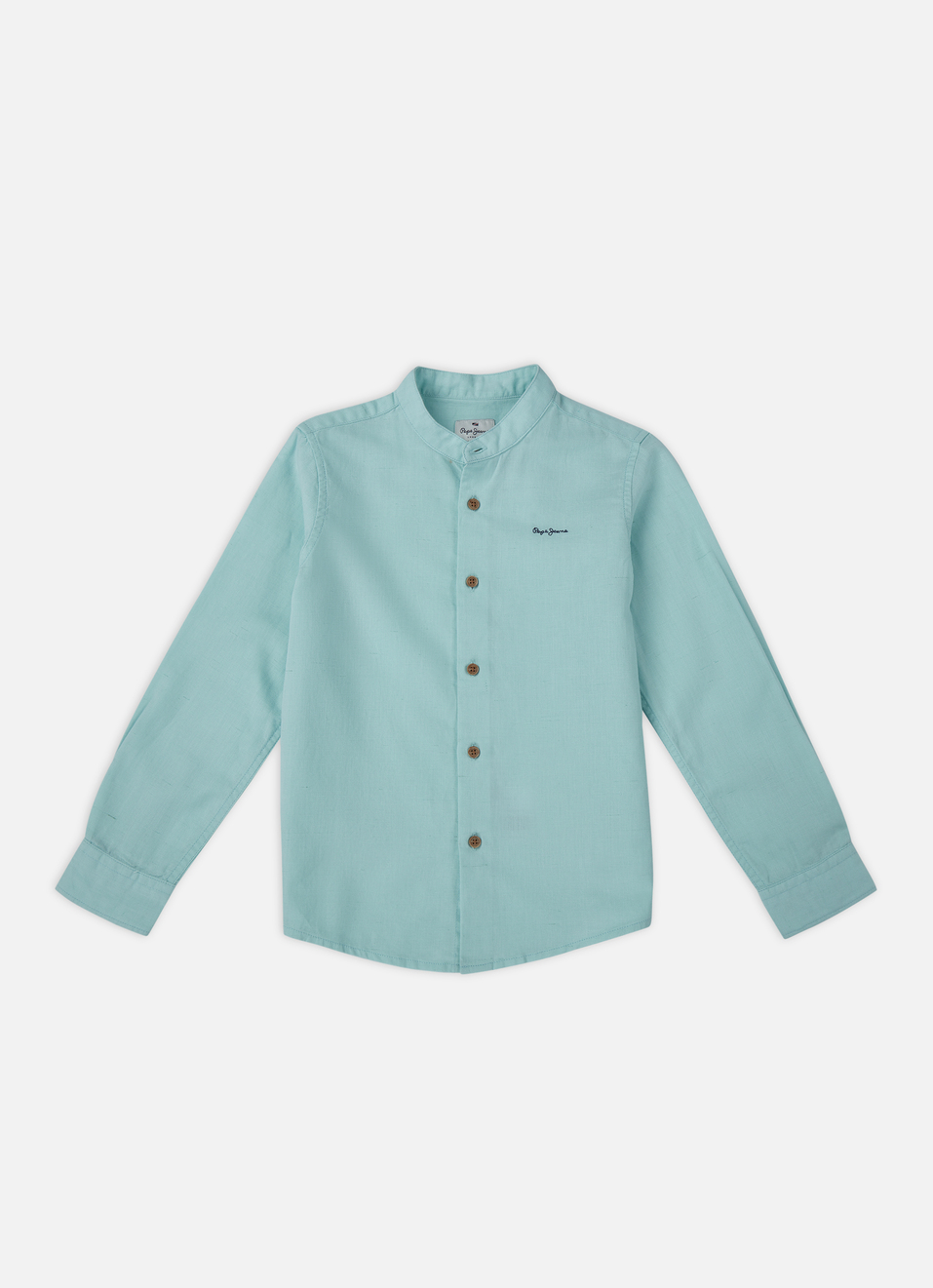 Boys Blue Mandarin Collar Kurta Placket Shirt, , large image number 0