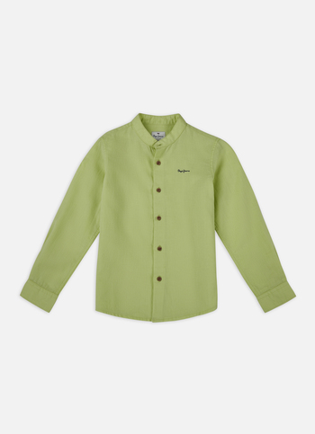 Boys Green Mandarin Collar Kurta Placket Shirt