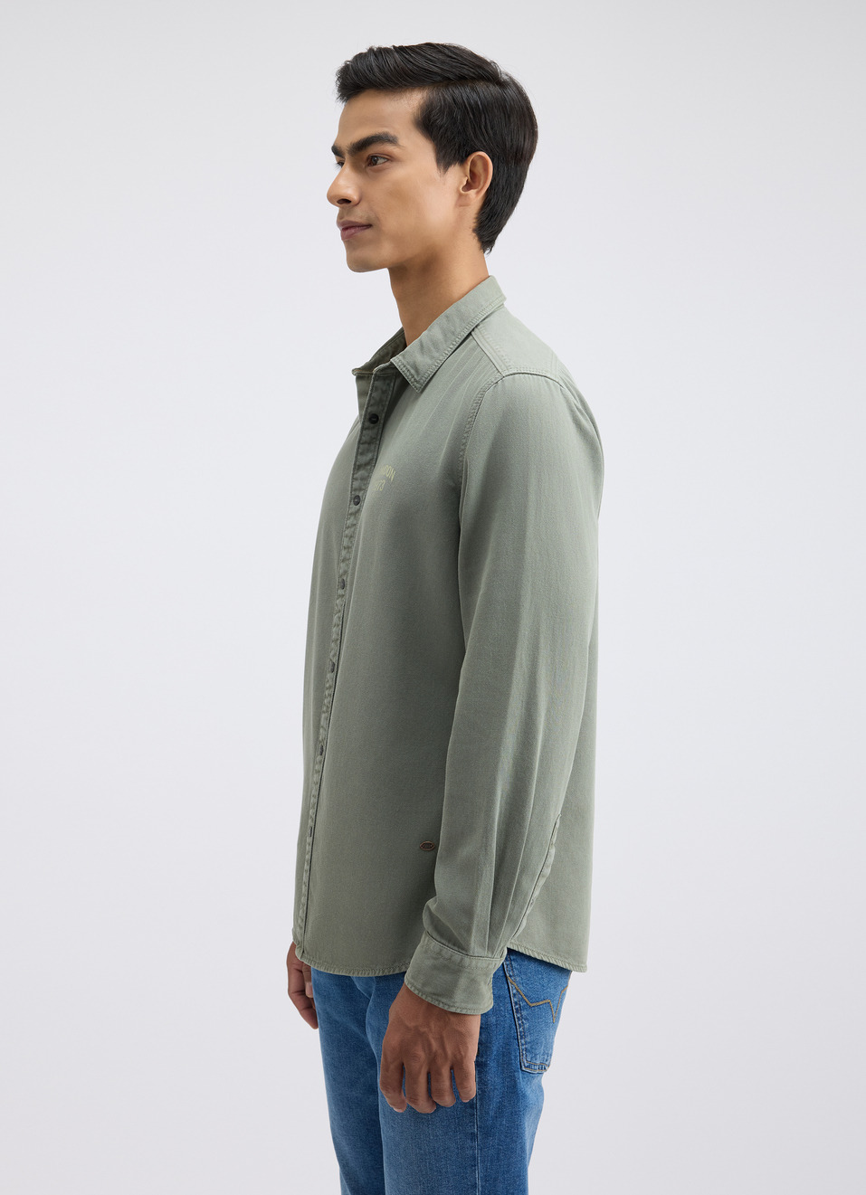 Men Green Over Dyed Full Sleeve Shirt, , large image number 3