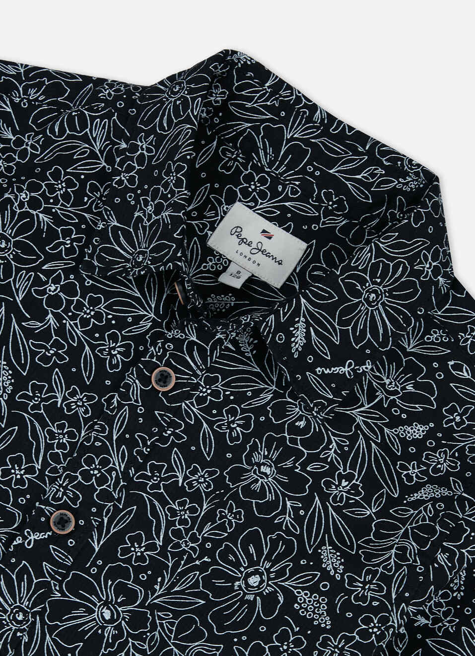 Boys Black Floral Full Sleeve Shirt, , large image number 2