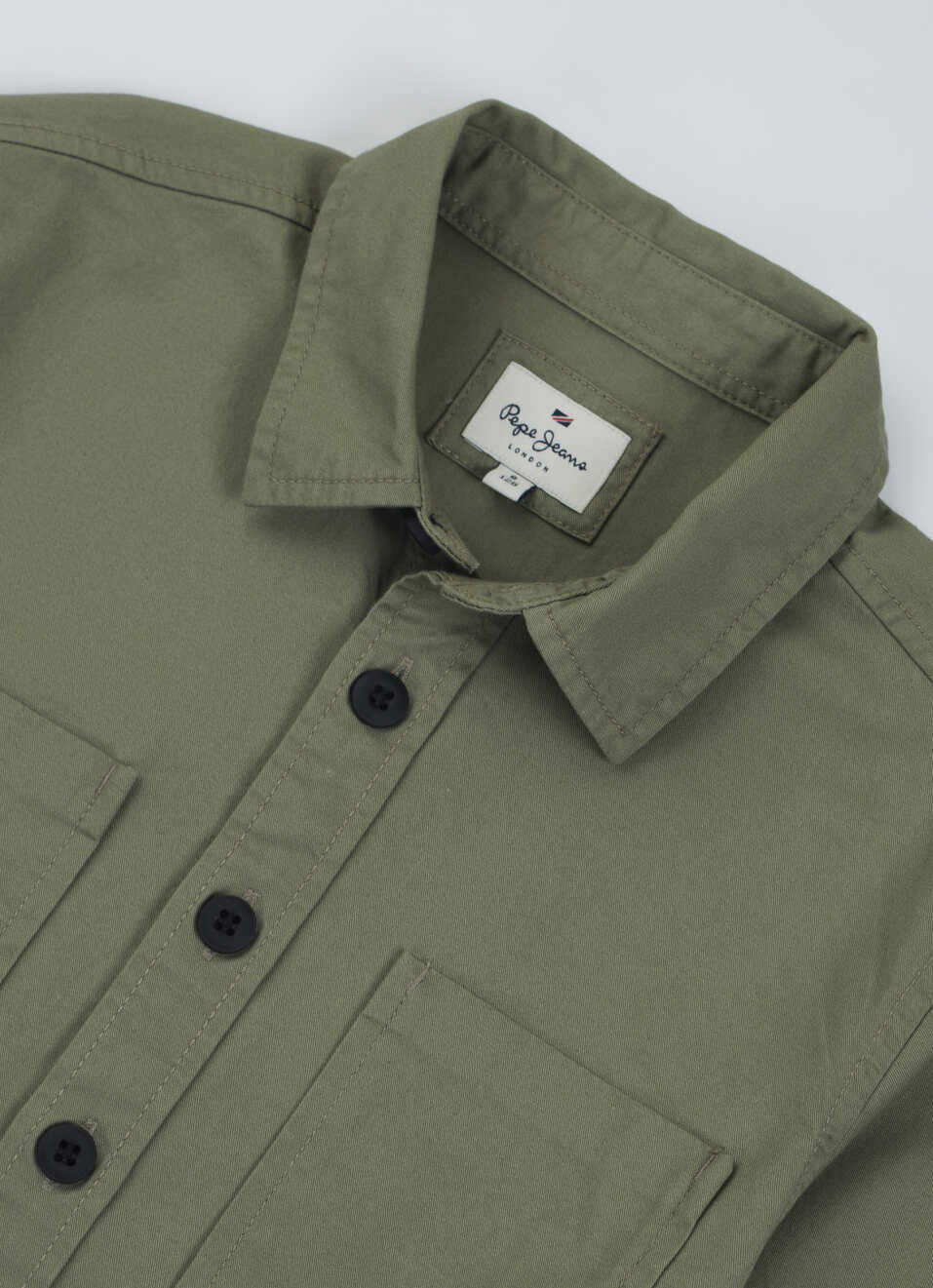 Boys Olive Double Pocket Full Sleeve Oversized Shirt, , large image number 2