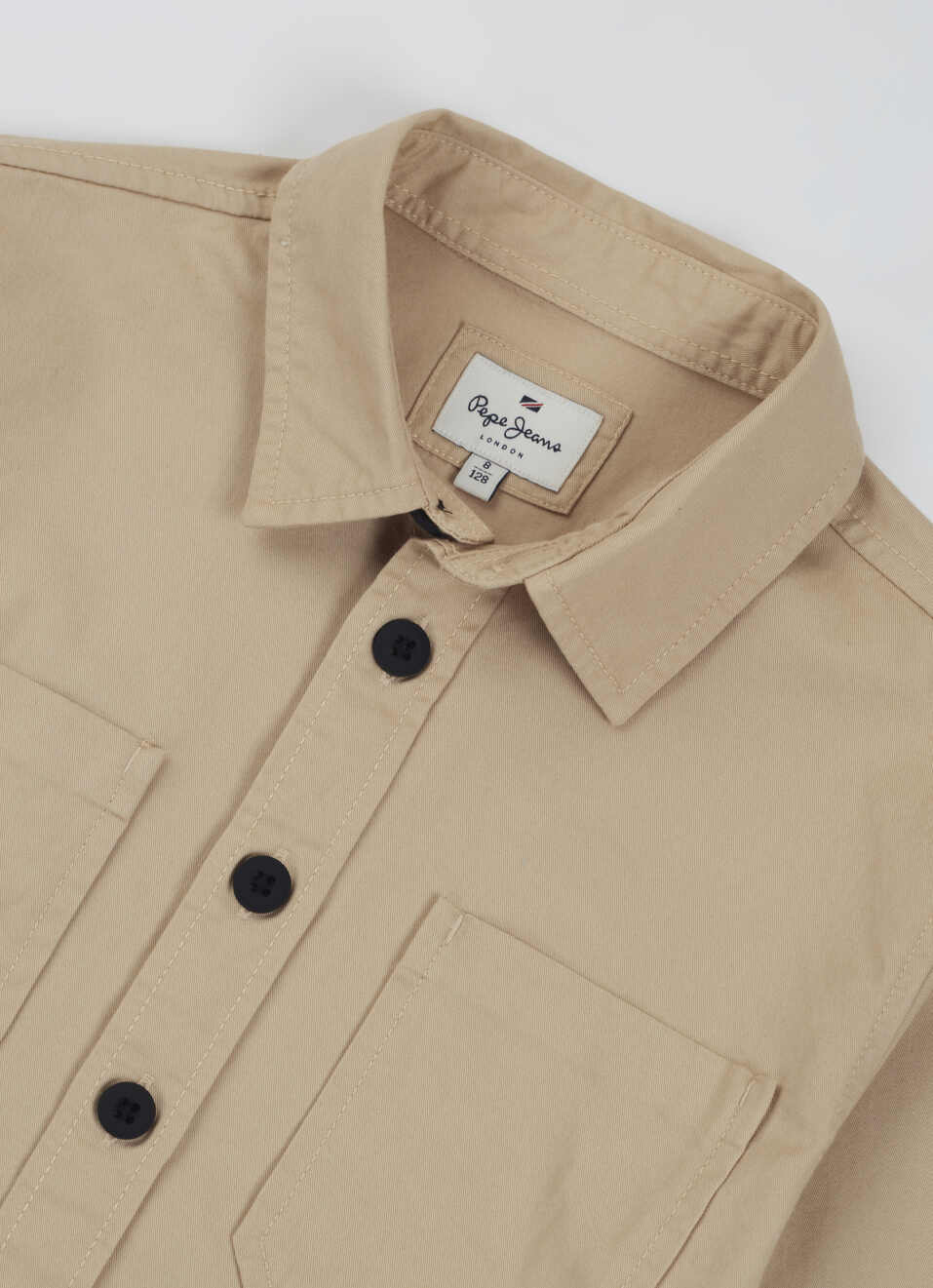 Boys Khaki Double Pocket Full Sleeve Oversized Shirt, , large image number 2