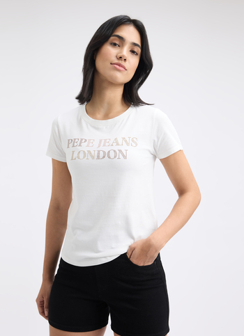 Women Ecru Embellished Short Sleeve T-shirt