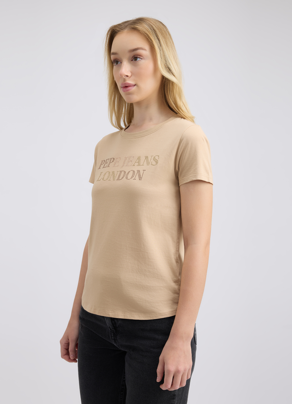 Women Beige Embellished Short Sleeve T-shirt, , large image number 3