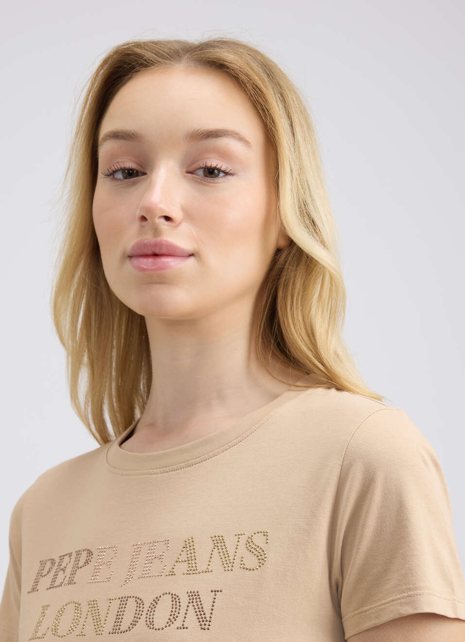 Women Beige Embellished Short Sleeve T-shirt, , large image number 4