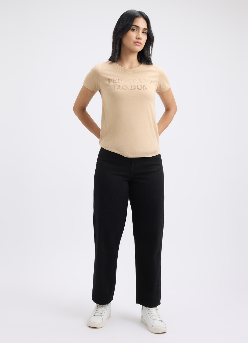 Women Beige Embellished Short Sleeve T-shirt, , large image number 5