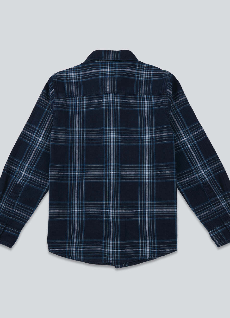 Boys Indigo Check Full Sleeve Shirt, , large image number 1