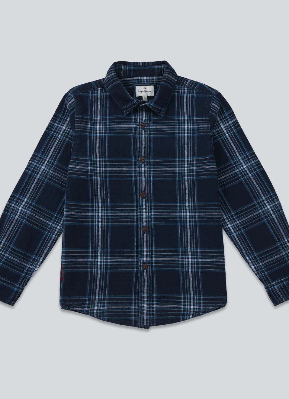 Boys Indigo Check Full Sleeve Shirt, , large image number 0