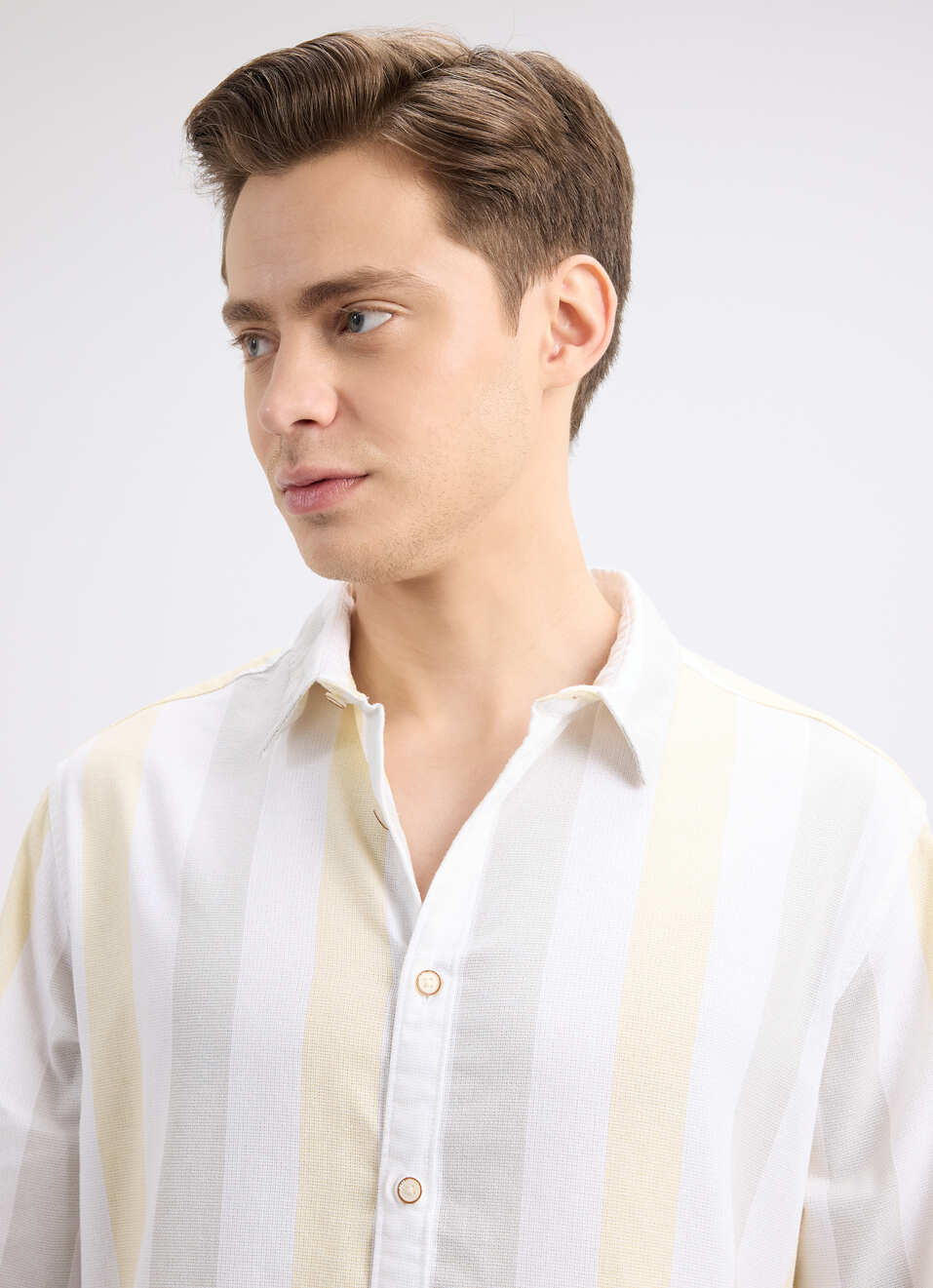 Men Yellow Stipre Full Sleeve Shirt, , large image number 4