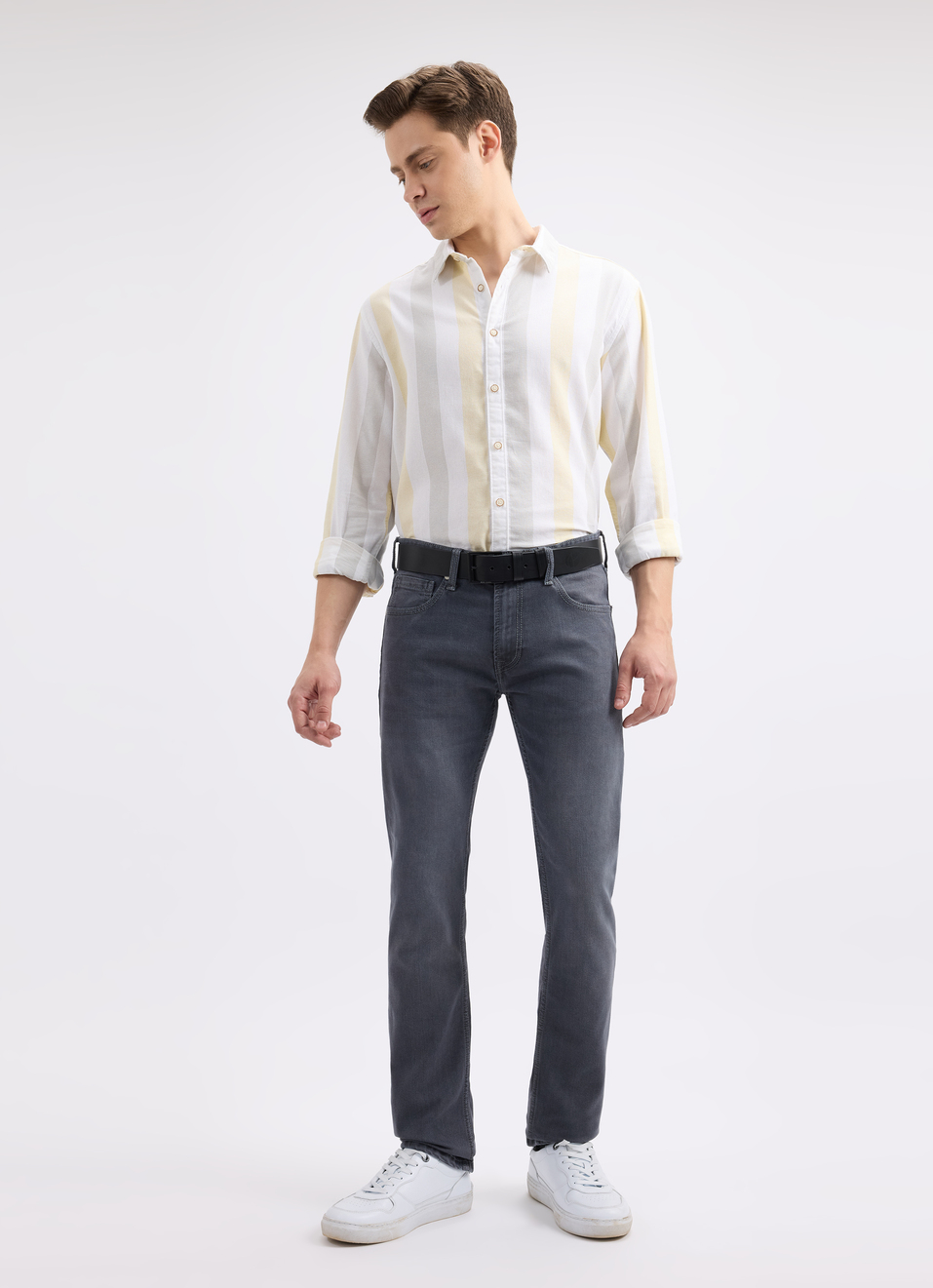 Men Yellow Stipre Full Sleeve Shirt, , large image number 5