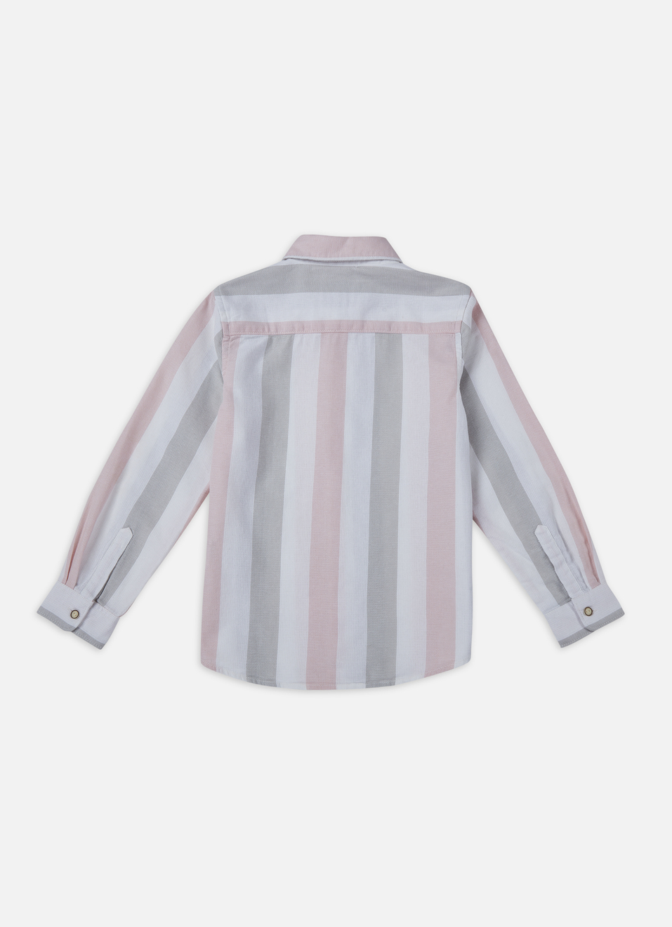 Boys Peach Vertical Stripe Full Sleeve Shirt, , large image number 1