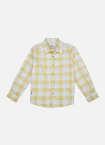 Boys Yellow Check Full Sleeve Shirt