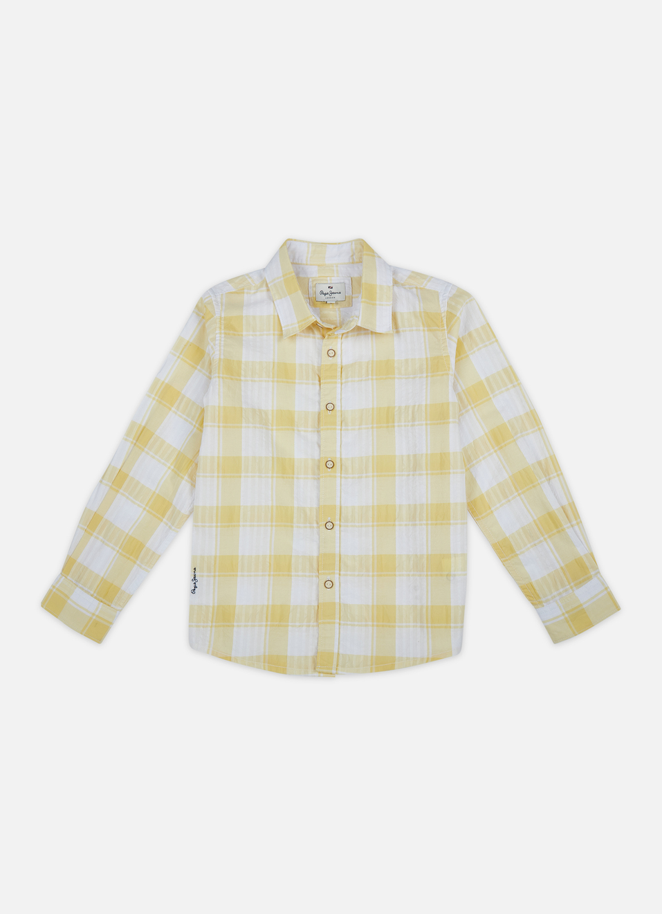 Boys Yellow Check Full Sleeve Shirt, , large image number 0
