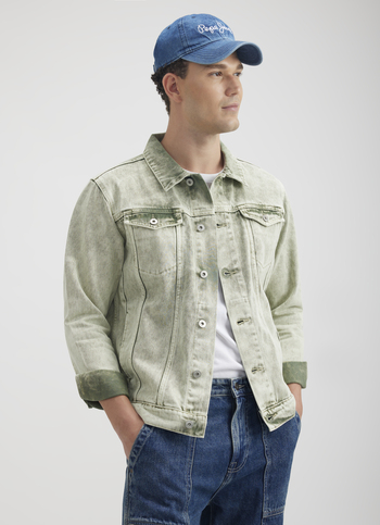 Men Green Full Sleeve Trucker Jacket