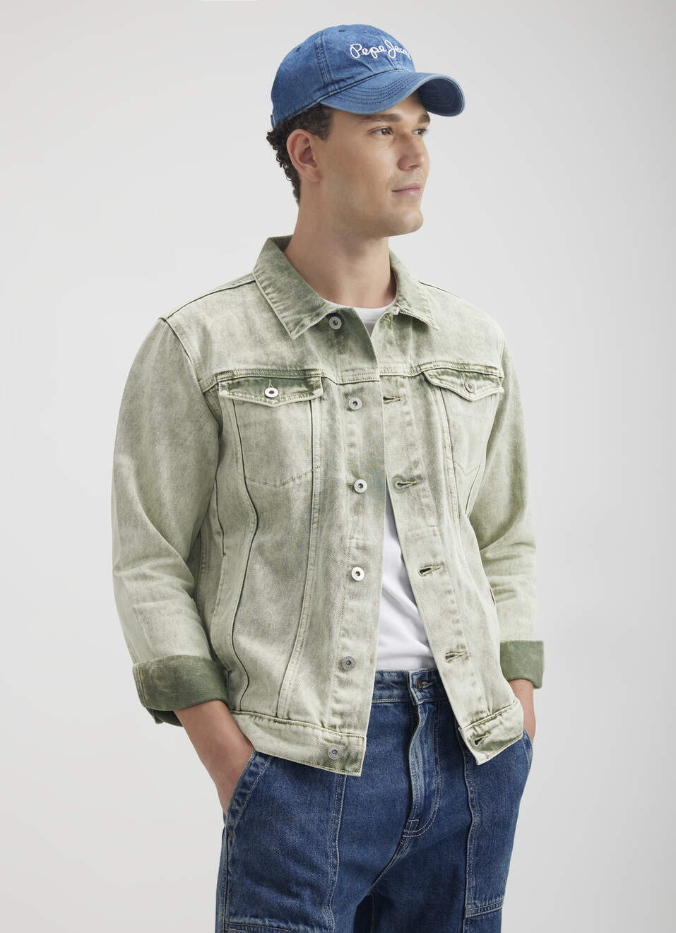 Men Green Full Sleeve Trucker Jacket, , large image number 0