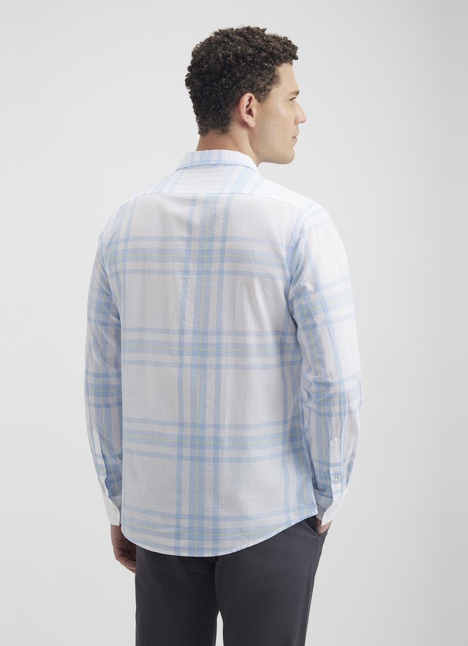 Men White Check Full Sleeve Shirt, , large image number 2