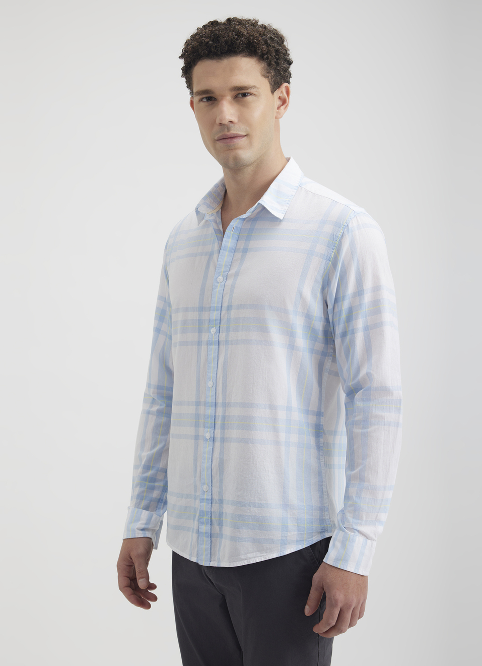 Men White Check Full Sleeve Shirt, , large image number 3