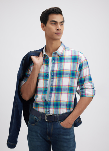 Men Teal Check Full Sleeve Shirt
