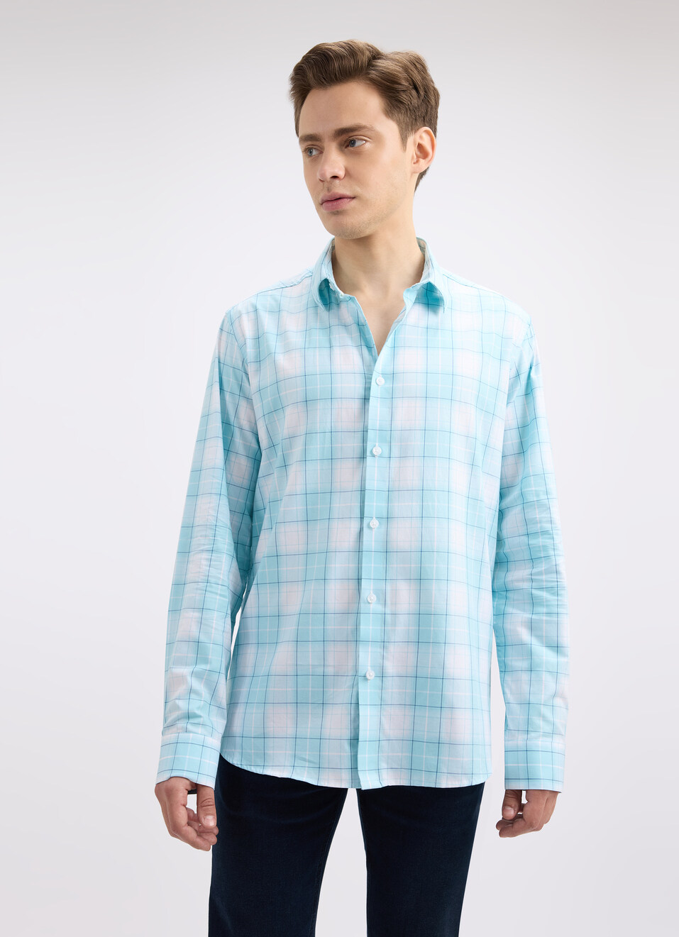 Men Blue Minimal Full Sleeve Shirt, , large image number 1
