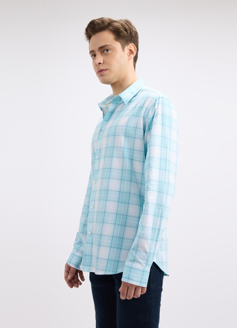 Men Blue Minimal Full Sleeve Shirt, , large image number 3