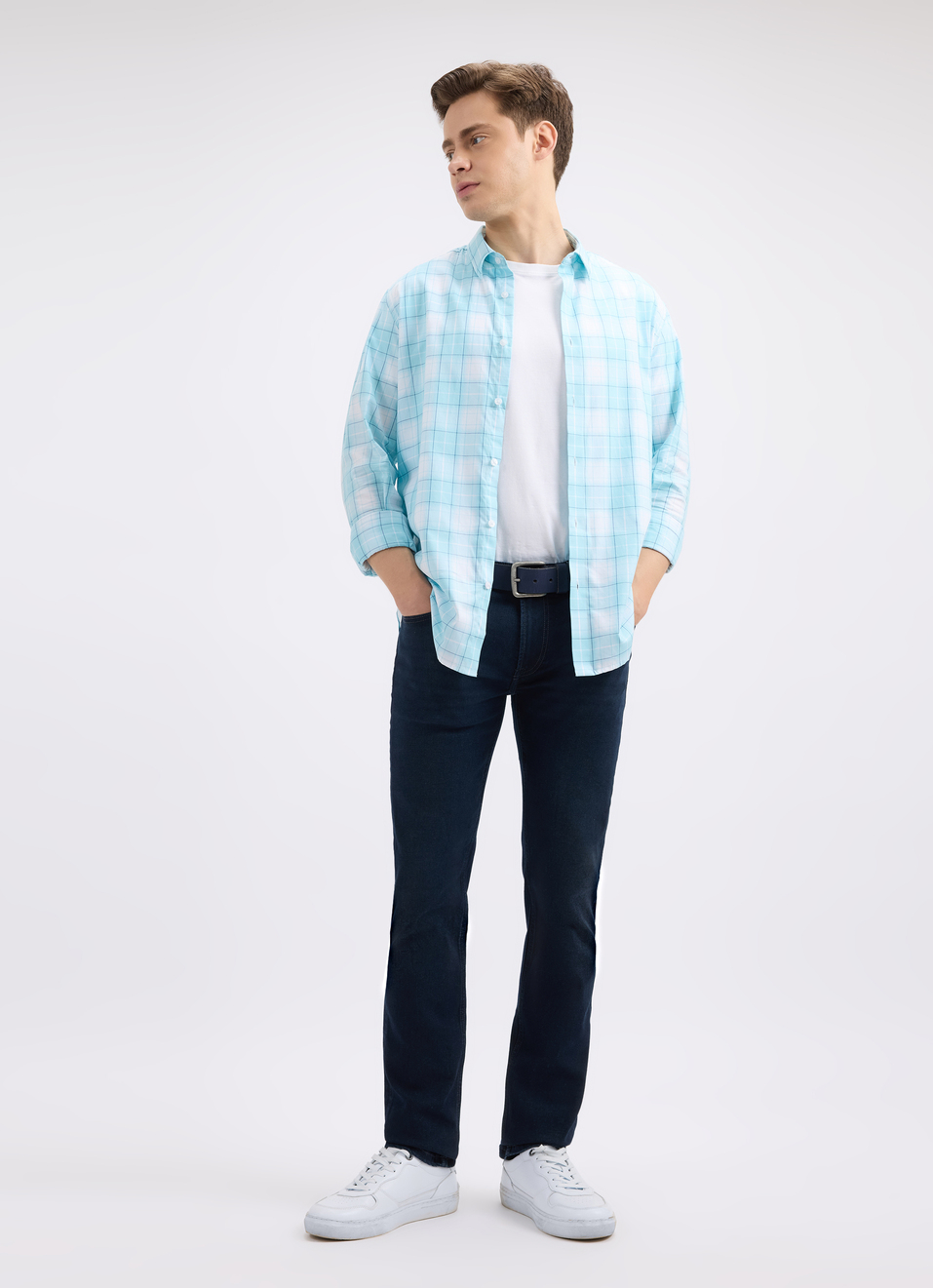 Men Blue Minimal Full Sleeve Shirt, , large image number 5